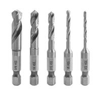 Gasea 5Pcs Metal Stubby Drill Bits Set, 1/4" Quick Change Hex Shank HSS Short Drill Bit for Right-angle Drill Attachment 3/32, 1/8, 3/16, 1/4, 5/16