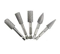 Gasea 5pcs Single Cut Head Hss Rotary Burr Set 1/4 Inch Shank Rotary File Cutter File Rasp Drill Bit Set