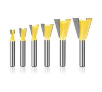 Gasea 6pcs Dovetail Joint Router Bit Set, 1/4 Inch Shank Half-Blind & Through Woodworking Milling Cutter Tools 1/4" 1/2" 7/16" 3/4" 7/8"