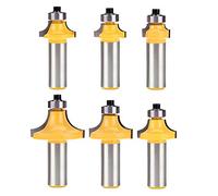 Gasea 6Pcs Round Over Router Bit, 1/2-Inch Shank RoundOver Edge-forming Milling Cutter 1/2" 1/8" 1/4" 5/16" 3/8" 7/16" for Woodworking
