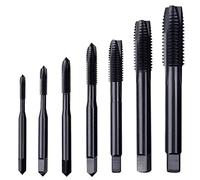 Gasea 7pcs Straight Point Tap Set Nitriding Coated HSS 6542 Metric Thread Tapping Tool Drill Bits Set M3 M4 M5 M6 M8 M10 M12