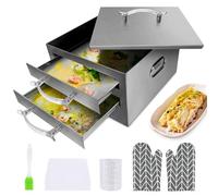 Gasgimos 2-Layer Stainless Steel Rice Noodle Roll Steamer with Acrylic Handle, Top Open, for Chinese Cheung Fun Changfen Cuisine Recipes