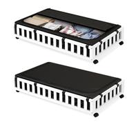 Gashell 2 pack bamboo Under bed storage with wheels, 39”x20”x7.8” Lager bamboo under bed storage containers (White)