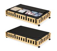 Gashell 2 pack bamboo Under bed storage with wheels, 39”x20”x7.8” Lager bamboo under bed storage containers (Natural)