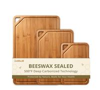 GASHELL Bamboo Cutting Board Set with Beeswax Coating for Kitchen(S+M+L)