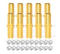 GASHER 10 Pieces Brass Hose Barb Reducer, 8mm Inch Barb Hose ID with 20 Hose Clamp