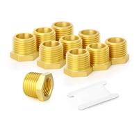 GASHER 10 Pieces Brass Reducer Hex Bushing 3/8" BSP Male x 1/4" BSP Female, Brass Threaded Pipe Fitting