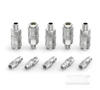 GASHER 10PCS 1/4" BSP Quick Connect Air Coupler Kit | Male Thread Euro Compressor Fittings with Plugs for Air Hose Line Connections