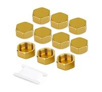 GASHER 10PCS 3/4" BSP Brass Pipe Cap, bsp Female Thread Socket Pipe End Cap Plugs Fitting GO-486