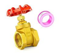 GASHER 1PCS 1-1/2 Inch Brass Industrial Gate Valve, Heavy-Duty Rotary Sluice Valve with Female x Female Threads, with Wheel Handle, for Water, Oil, Gas