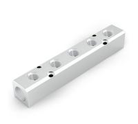 GASHER 1PCS Aluminum 5 Way 7 Port Pneumatic Manifold Air Distribution Block Splitter 1/4" Output Port 1/2" Supply Port