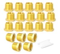 GASHER 20 Pieces Brass Reducer Hex Bushing 3/8" BSP Male x 1/2" BSP Female, Brass Threaded Pipe Fitting