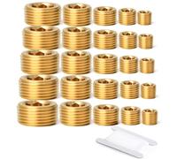 GASHER 25 Pcs Brass Pipe Fitting,1/8" 1/4" 3/8" 1/2" 3/4" BSP Brass Internal Hex Thread Socket Pipe Plug Set
