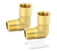 GASHER 2pcs 90 Degree Barstock Street Elbow, 3/8 Inch BSP Male Pipe to 3/8 Inch BSP Female Brass Pipe Fitting