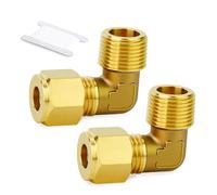 GASHER 2PCS Brass 90 Degree Elbow Compression Tube Pipe Fitting Connector, 6mm OD x 3/8" bsp Male Connector