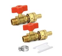 GASHER 2PCS Brass Ball Valve with Quick Connector, 1/2 BSP Male Thread to 14mm Barb Hose Fitting, Compression Shut-Off Valve for Water Air Gas Oil