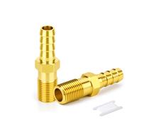 GASHER 2pcs Brass Extended Barbed Hose Nipple Fitting 1/8 BSP Male Thread to 10mm Barb Tail 50mm Long Straight Air Water Gas Pipe Connector