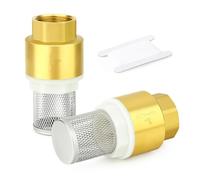 GASHER 2PCS Brass Foot Valve with Filter 1" Female Thread Check Valves, for Water Pump, Irrigation, Industrial Piping System
