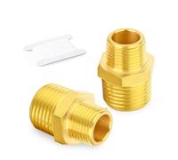 GASHER 2PCS Brass Pipe Fitting,Reducer Adapter,Nipple 3/4 Inch BSP x 1/2 Inch BSP