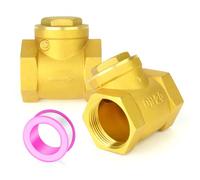 GASHER 2PCS Swing Brass Check Valve DN15 3/4" BSP Female Thread, Backflow Prevention, One Way Check Valves for Sump Pump and Air Compressor, Gas Air Fuel Oil Water