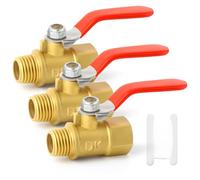 GASHER 3PCS 1/4" BSP Mini Brass Ball Valve Shut-Off Switch