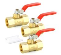 GASHER 3PCS 1/4 Inch Brass Mini Ball Valve Shut Off Switch, 1/4 Inch FBSP Thread Pipe Fitting