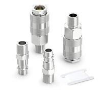 GASHER 4PCS 1/4" BSP Quick Connect Air Coupler Kit | Male Thread Euro Compressor Fittings with Plugs for Air Hose Line Connections