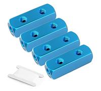 GASHER 4PCS Aluminum 2 Way 5 Port Pneumatic Manifold Air Distribution Block Splitter 1/4" Output Port 1/4" Supply Port