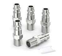 GASHER 5PCS 1/4" BSP Quick Connect Air Plug | Male Thread Euro Compressor Fitting for Air Hose Line Quick-Connect Systems
