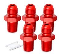 GASHER 5PCS 8AN Male Flare to 3/8" NPT Male Pipe Fitting Straight Aluminum Adapter Fitting Red