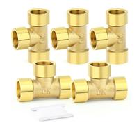 GASHER 5Pcs Brass Tee Fitting, 3/8" x 3/8" x 3/8" BSP Female Pipe Fittings