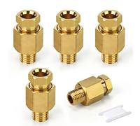 GASHER 5PCS Straight Brass Compression Fitting Male 5mm to 4mm Thread Equal Union Connector Air Water Pipeline Joint