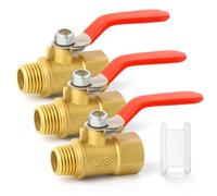 GASHER 6PCS 3/8 Inch Brass Mini Ball Valve Shut Off Switch, 3/8 Inch Male x Female BSP Thread Pipe Fitting