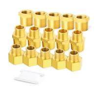 GASHER 6PCS Brass Pipe Fitting, Hex Bushing, Reducer Adapter, Reducing Hex Nipple 3/8 Inch BSP x 1/4 Inch BSP