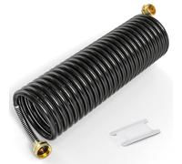 GASHER 7.5m PU Recoil Garden Water Hose with 3/4" GHT Brass Fittings Retractable, Swivel Female for Boating, Pool & Spa, RV, Home and Garden