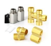 GASHER 8PCS 1/4 Inch BSP Brass Pipe Fitting, Female and Male Thread Mini Ball Valve, Barstock Tee Brass Pipe Fitting and Air Hose Fitings