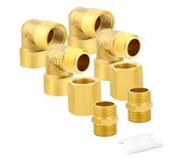 GASHER 8PCS 1/8 Inch BSP Brass Pipe Fittings, Hex Nipple, Hex Coupling, 90 Degree Barstock Street Elbow Air Hose Fittings
