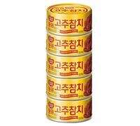 GASHINA STORY Dongwon Tuna Can With Hot Pepper Sauce, 3.5 Ounce(100g) x 5can - Korean Canned Tuna 고추참치