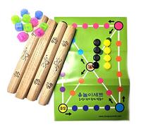 GASHINA STORY Korean Board Game Yutnori (윷놀이) with Gonggi 10pcs - Konggi Gong Gi Korean Jacks Stone Game - Korea's Traditional Board Game YUT Set for Party, Family, Friends & Everyone - Ages 6+