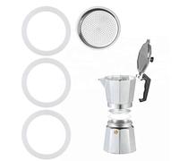 Gasket for 3 Cup Espresso Maker Includes 1 Filter and 3 Silicone Gasket Seals Parts,White Moka Pot Seal Gaskets Filter Replacement,Gaskets Seals Parts Moka Pot,for Stovetop Coffee Maker(3Cups)