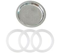 Gasket for 9 Cup Espresso Machine with 1 Filter and 3 Silicone Gasket Seals Coffee Pot Replacement Food Grade Silicone Ring Moka Pot Coffee Pot Accessories for Stovetop Coffee Maker