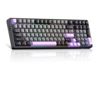 Gasket Structure Light100 Wireless Mechanical Keyboard,2.4G/USB-C/BT5.0 Hot Swappable Custom Keyboard, RGB Backlit Gaming Keyboard for PC/Win/Mac, Linear Blue Whale Switch, PBT Keycaps - Purple