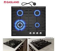 GASLAND 60 cm Gas on Glass Hob 4 Burners, Wok Zone, Auto Ignite 8000 W NG/LPG