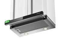 GASLAND BR60SS 60 cm Recirculating Cooker Hood, Glass Front with Sensor Touch, Built-in Telescopic Hood, 566 m³/h with CF176 Carbon Filter, Integrated Slim Silent Extraction Hood, Stainless Steel