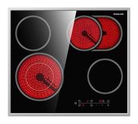 GASLAND CH604BF24B Independent Glass Ceramic Cooktop, 60 cm Built-in Electric Hob with Stainless Steel Frame, 4 Cooking Zones, Ceramic Cooktop with Multi-Circuit and Roasting Zones, 6.6 kW