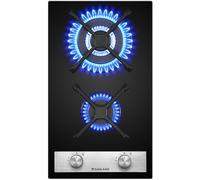 GASLAND GH30BF 30 cm Built-in Gas Hob, Black Glass 2 Burner Cooktop with Wok Burner, LPG/NG Convertible, 5200 W