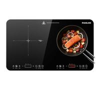 GASLAND IH582BTA Double Induction Cooktop, 58 cm, 2800W Portable Induction Hob with Sensor Touch, 10 Temperature Levels, 10 Power Levels, Timer Function, Child Lock, Energy Efficient