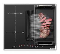 GASLAND IH604BFRB 60 cm Autonomous Induction Hob with Integrated Extractor Hood, 4 Zone Installation Induction Hobs with Stainless Steel Frame, PowerBoost Faster Cooking, 7400 W (without Grill Plate)