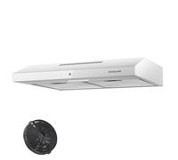 GASLAND SR60WS 60 cm Recirculating Range Hood, Quiet Operation at 214 m³/h with CF158 Carbon Filter, 3-Speed Touch Control, Under-Cabinet Extractor Hood in White Metal with Glass Panel Design