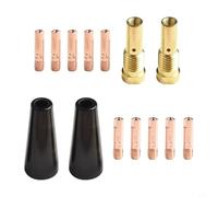Gasless Nozzle Tips Kit for 14AK MB14 MIG Welding Torch, Includes Nozzles Diffuser Holders and 0.9mm 1.0mm Tips, Copper Metal Construction for